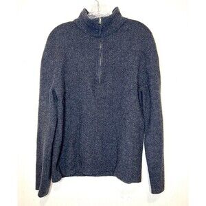 Banana Republic Gray Merino Wool‎ Pullover Sweater Men XL 1/2 Zip Mock Neck